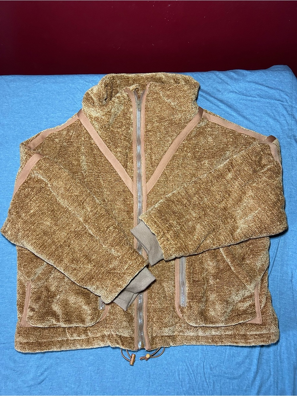 POL Plush Bomber Jacket in Burnt Orange Size S
